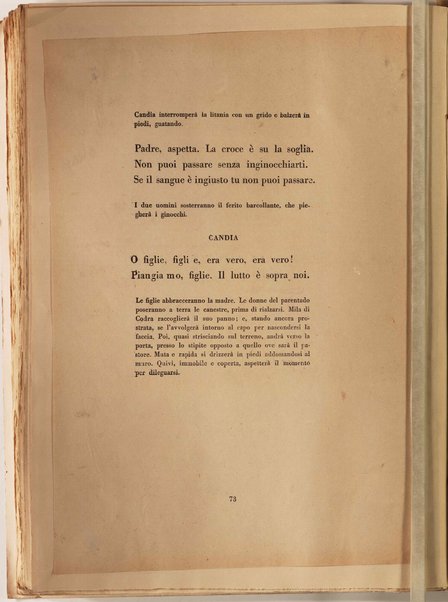 La figlia di Iorio. Tragedia pastorale [atto primo] <bozze di stampa>