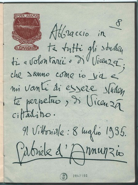 Al Legionario "volontario per la guerra d'Africa" Agostino Lazzarotto