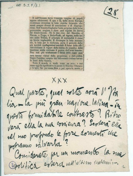 Inc.: "Qual parte, qual sorte avrà l'Italia" <frammento>