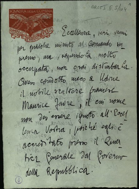 Lettera di Gabriele d'Annunzio a Luigi Cadorna del 18 settembre 1917