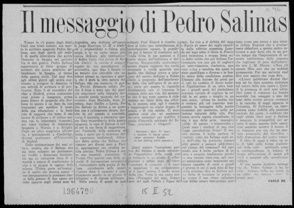 Il messaggio di Pedro Salinas