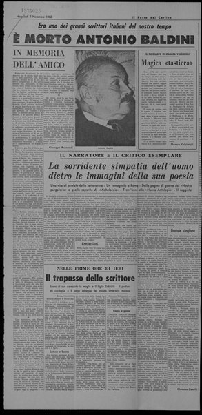 E' morto Antonio Baldini ; Magica "tastiera" ; La sorridente simpatia dell'uomo dietro le immagini della sua poesia