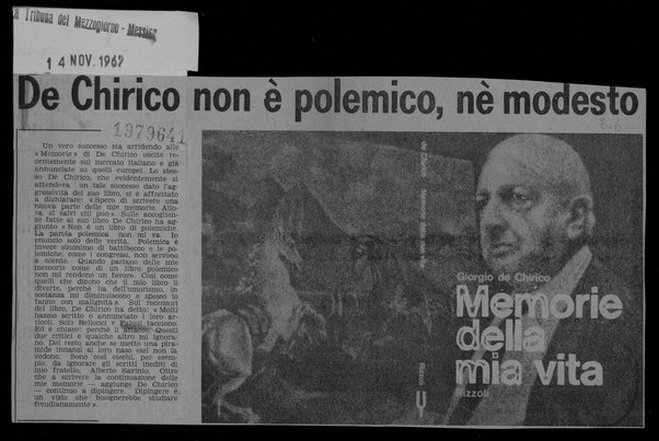 De Chirico non è polemico, nè modesto