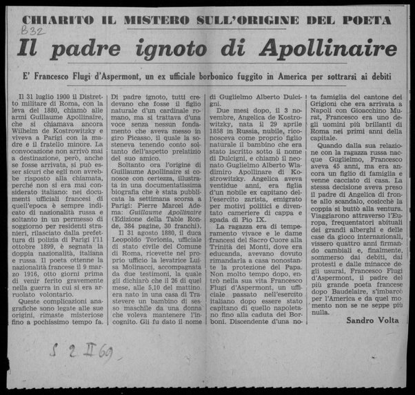 Il padre ignoto di Apollinaire