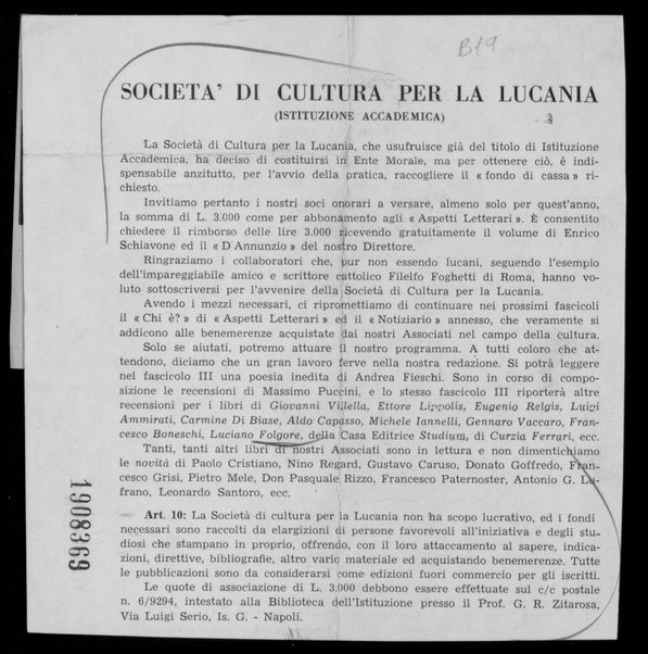 Società di cultura per la Lucania (Istituzione Accademica)