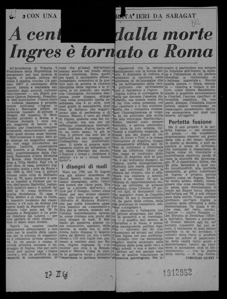 A cent'anni dalla morte Ingres è tornato a Roma