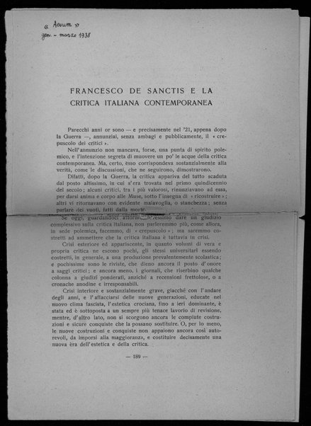 Francesco De Sanctis e la critica italiana contemporanea
