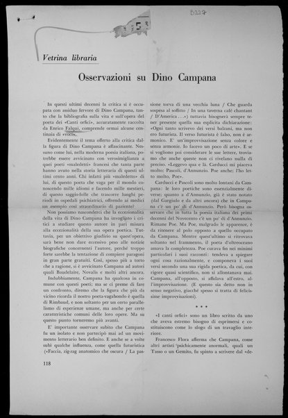 Osservazioni su Dino Campana