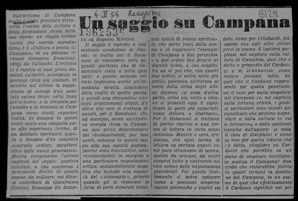 Un saggio su Campana