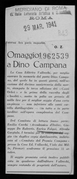Omaggio a Dino Campana