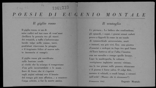 Poesie di E. Montale: Il giglio rosso e Il ventaglio