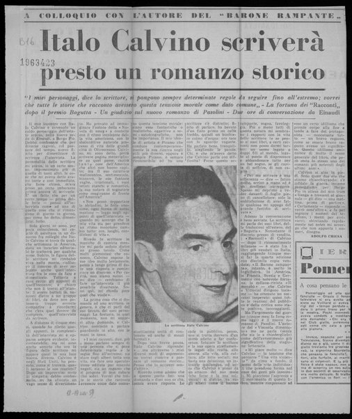 Italo Calvino scriverà presto un romanzo storico