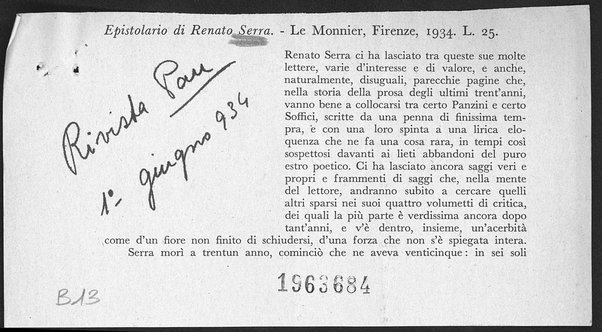 Epistolario di Renato Serra