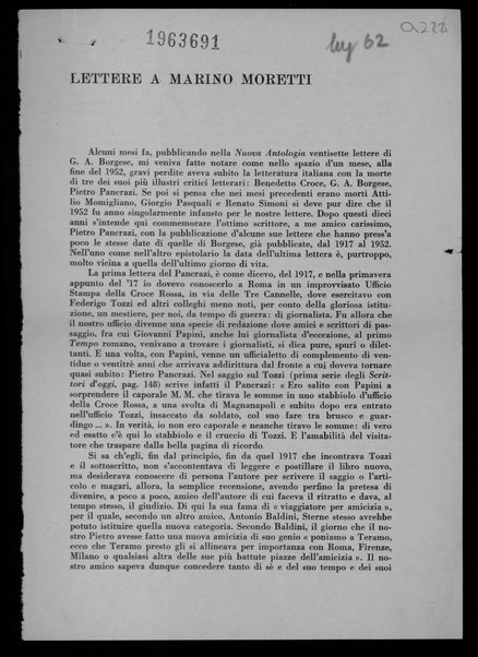 Lettere a Marino Moretti