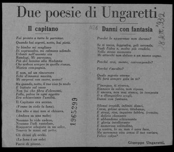 Due poesie di Ungaretti: Il capitano – Danni con fantasia