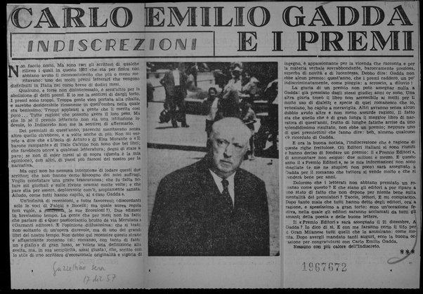 Carlo Emilio Gadda e i premi