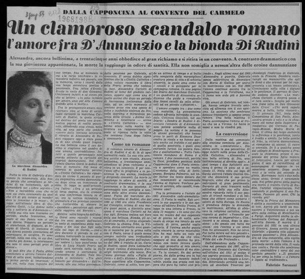 Un clamoroso scandalo romano l’amore fra D’Annunzio e la bionda Di Rudinì