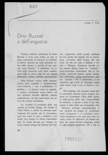 Dino Buzzati o dell’angoscia