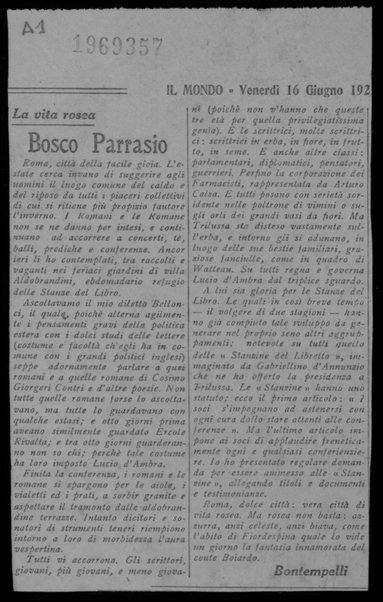 La vita rosea: Bosco Parrasio