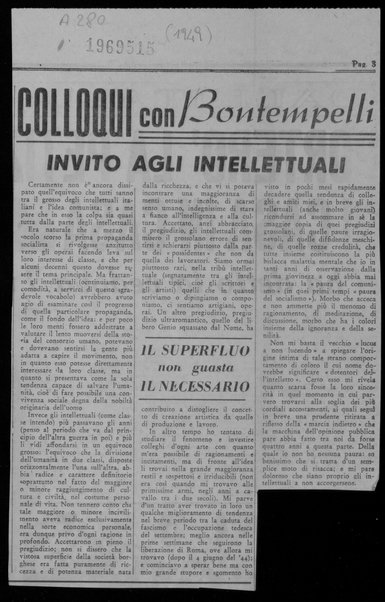 Colloqui con Bontempelli Invito agli intellettuali