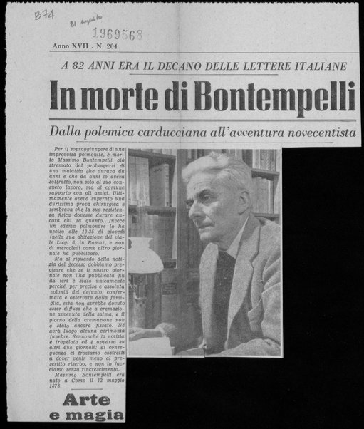 In morte di Bontempelli