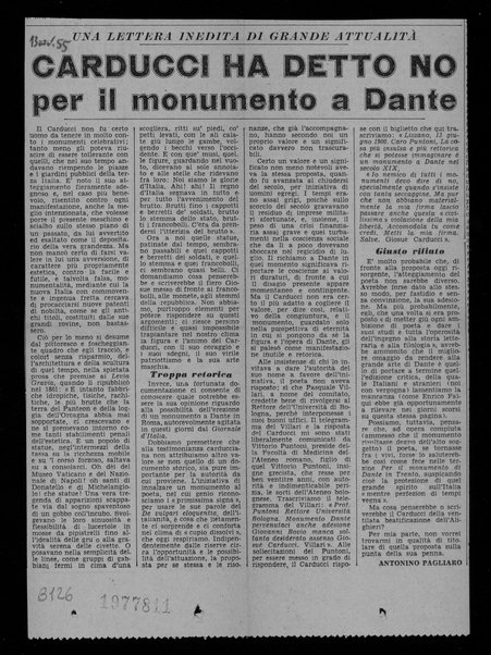 Carducci ha detto no per il monumento a Dante