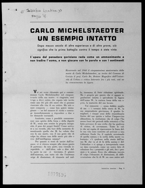 Carlo Michelstaedter un esempio intatto