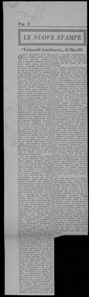 "I ricordi londinesi" di Barilli