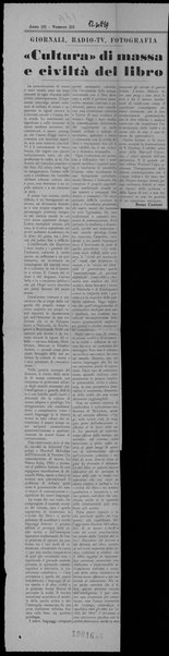 "Cultura" di massa e civiltà del libro