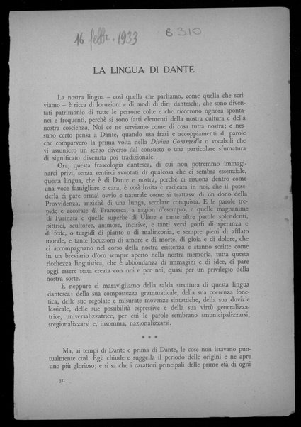 La lingua di Dante