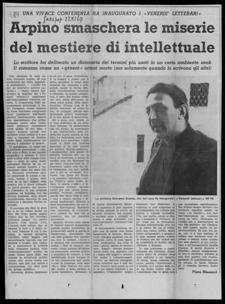 Arpino smaschera le miserie del mestiere di intellettuale