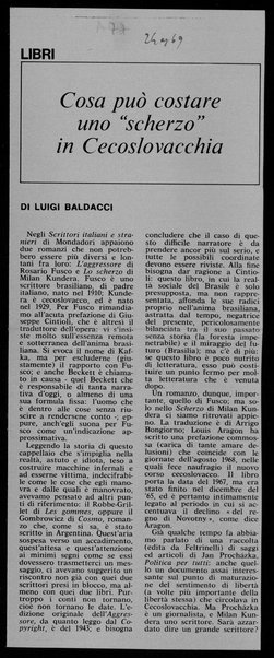 Cosa può costare uno "scherzo" in Cecoslovacchia