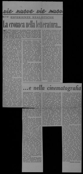 La cronaca nella letteratura ; ...e nella cinematografia