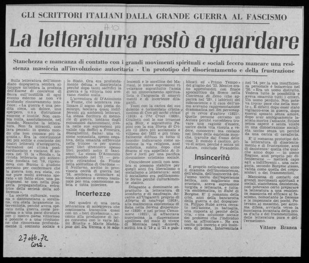 La letteratura restò a guardare