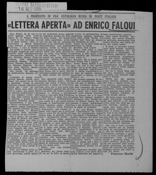"Lettera aperta" ad Enrico Falqui