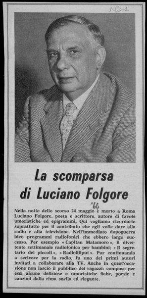 La scomparsa di Luciano Folgore