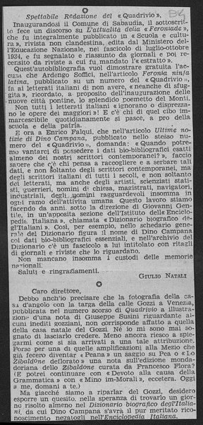 Lettera alla Redazione del "Quadrivio"; Lettera al direttore del "Quadrivio"