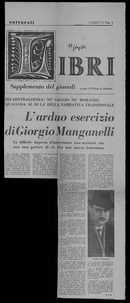 L’arduo esercizio di Giorgio Manganelli
