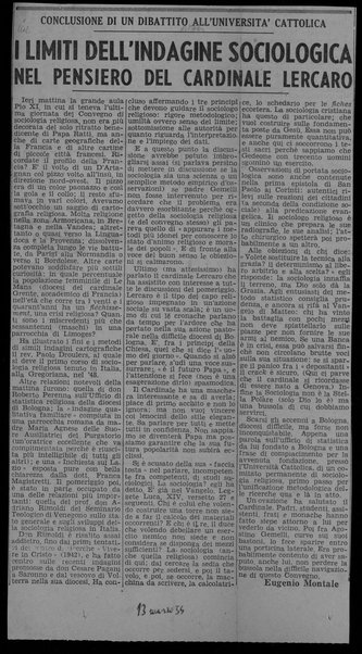 I limiti dell’indagine sociologica nel pensiero del cardinale Lercaro