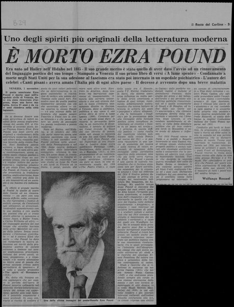 E’ morto Ezra Pound