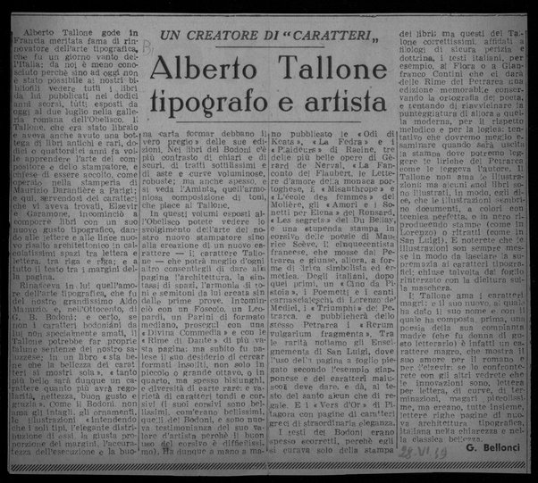Alberto Tallone tipografo e artista