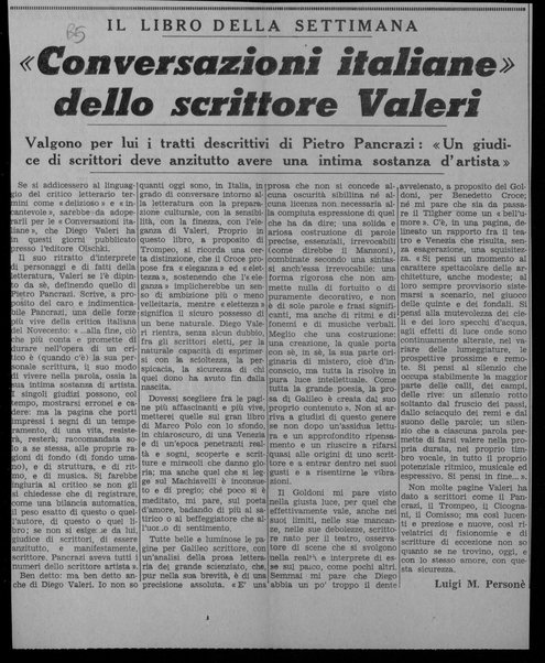 "Conversazioni italiane" dello scrittore Valeri