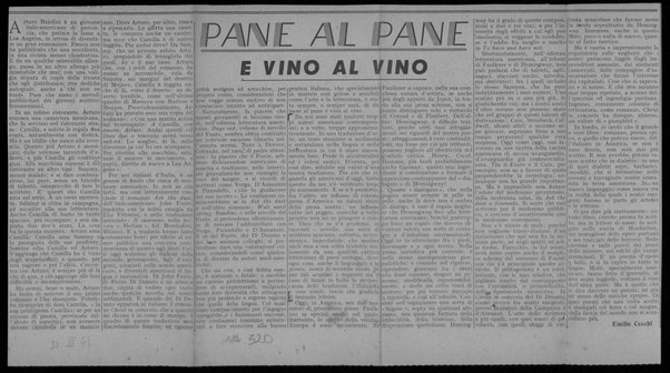 Pane al pane e vino al vino