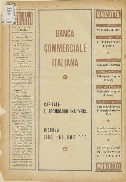 Primato : lettere e arti d'Italia