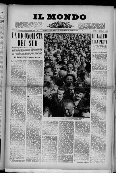 Il mondo : settimanale di politica e letteratura