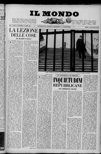 Il mondo : settimanale di politica e letteratura