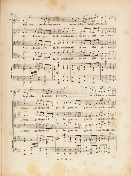 Aida : opera in quattro atti / versi di A. Ghislanzoni ; musica di G. Verdi ; canto e pianoforte, [riduzione di Franco Faccio]