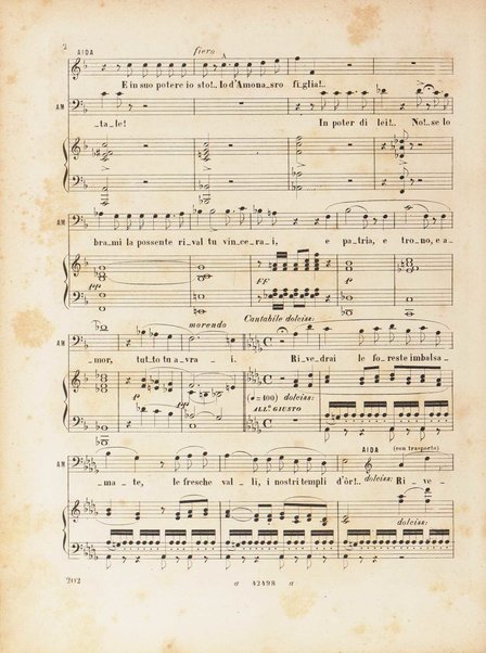 Aida : opera in quattro atti / versi di A. Ghislanzoni ; musica di G. Verdi ; canto e pianoforte, [riduzione di Franco Faccio]