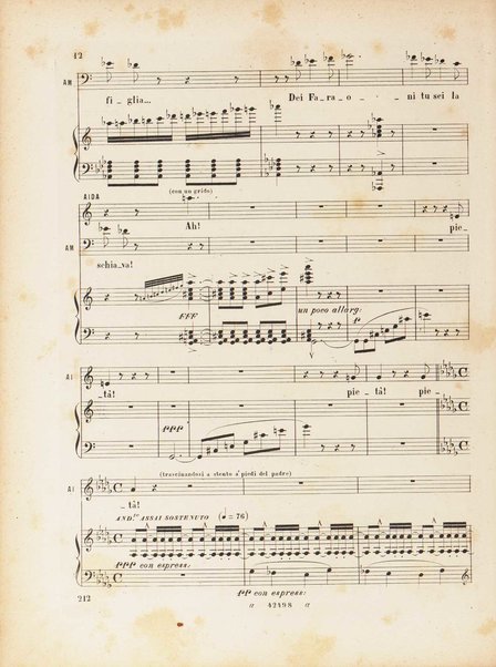 Aida : opera in quattro atti / versi di A. Ghislanzoni ; musica di G. Verdi ; canto e pianoforte, [riduzione di Franco Faccio]