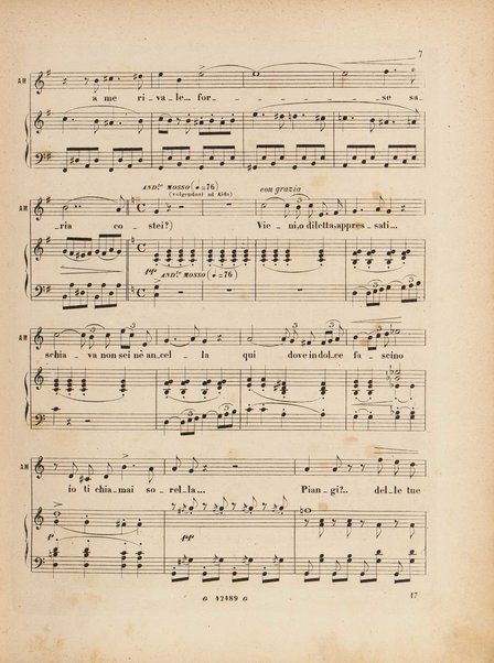 Aida : opera in quattro atti / versi di A. Ghislanzoni ; musica di G. Verdi ; canto e pianoforte, [riduzione di Franco Faccio]